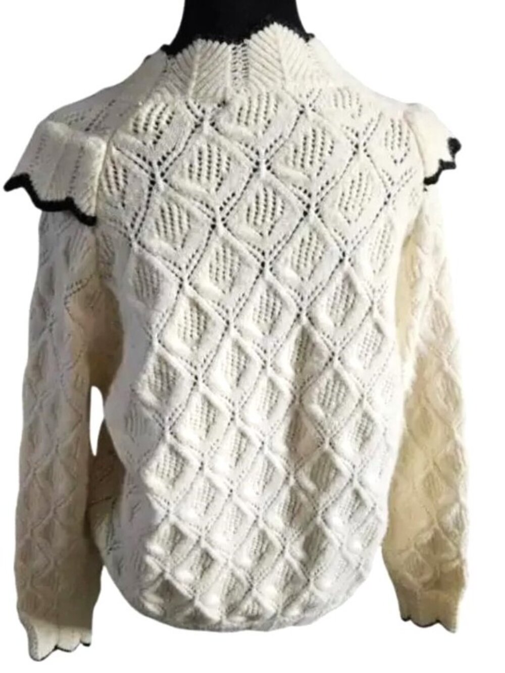Kaily K Ivory and black ruffled sweater - Picture 2 of 5